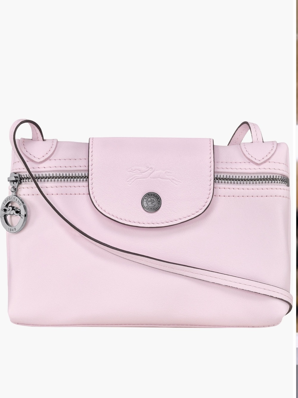 Longchamp Le Pliage Pink Leather Crossbody Bag